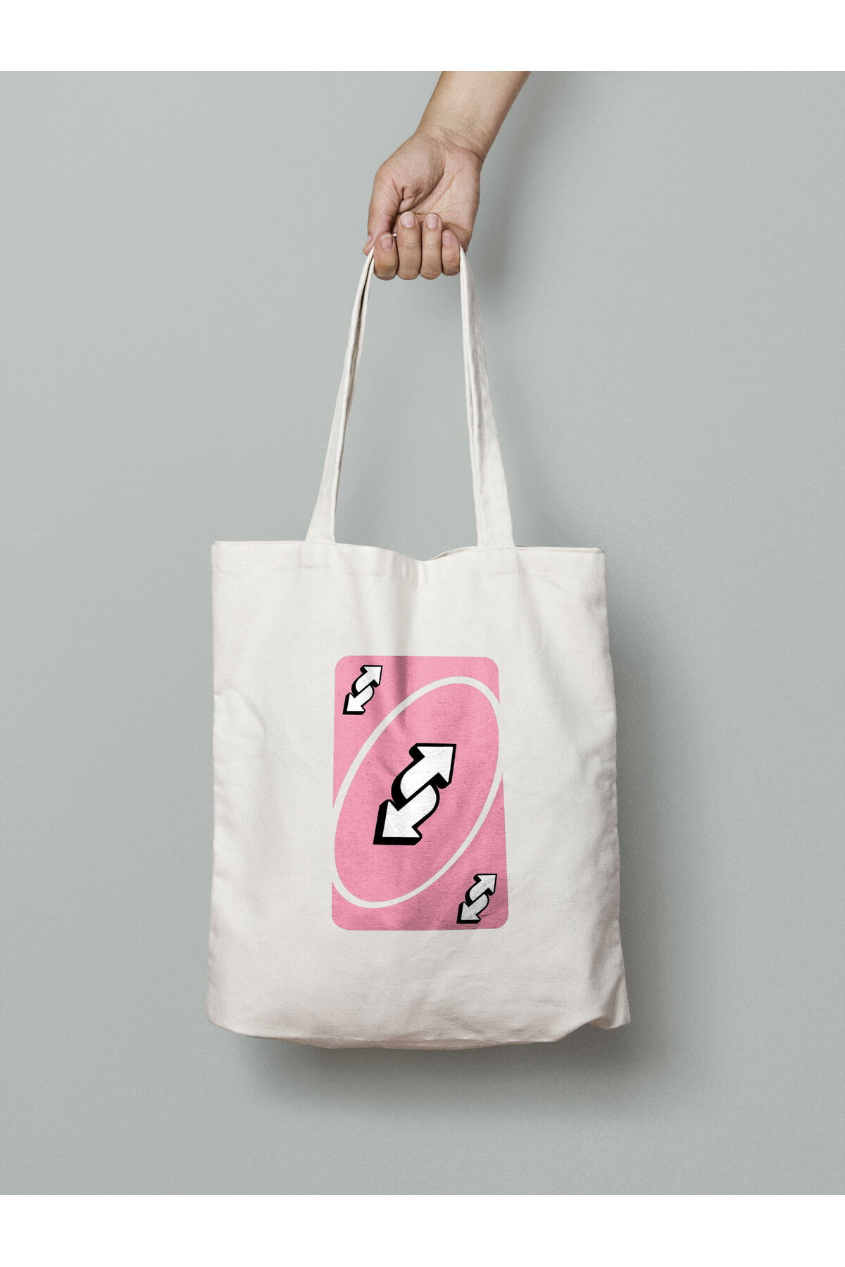 Pembe Kart Desenli Bez Çanta 35x40 cm - Tote Bag- Anime Baskılı Çanta