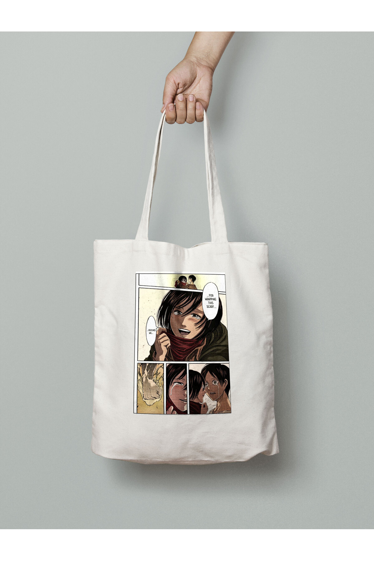 Attack On Titan Eren Mikasa Armin Bez Çanta 35x40cm - Anime Çanta - Tote Bag
