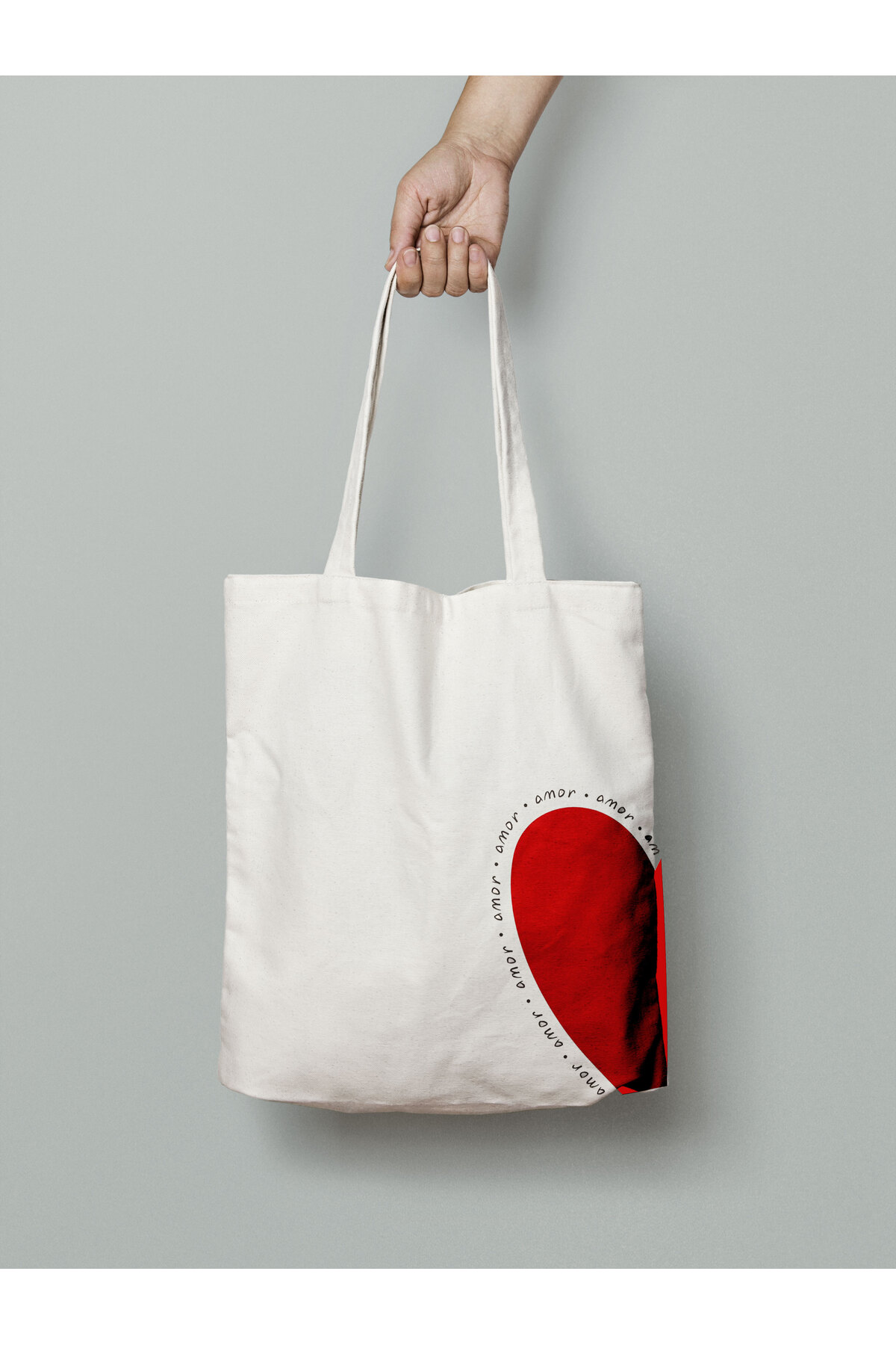 Amor Bez Çanta 35x40cm - Tote Bag- Kalpli Çanta