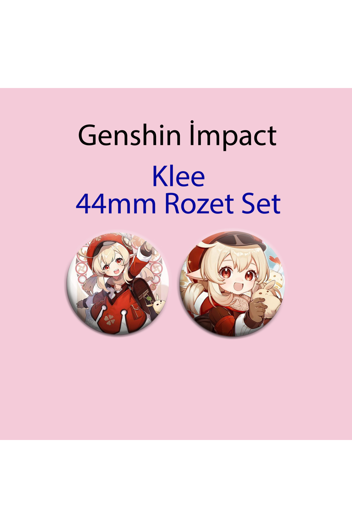 Genshin Klee 2 Adet 44mm Buton Rozet - Anime Rozet