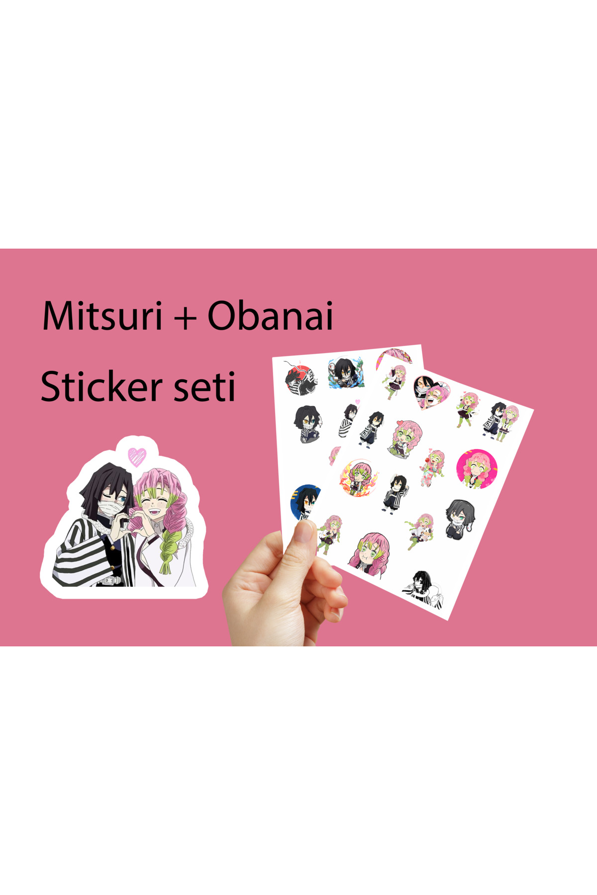 Demon Slayer Mitsuri Obanai Sticker Seti 3,5cm - Anime Sticker - İblis keser