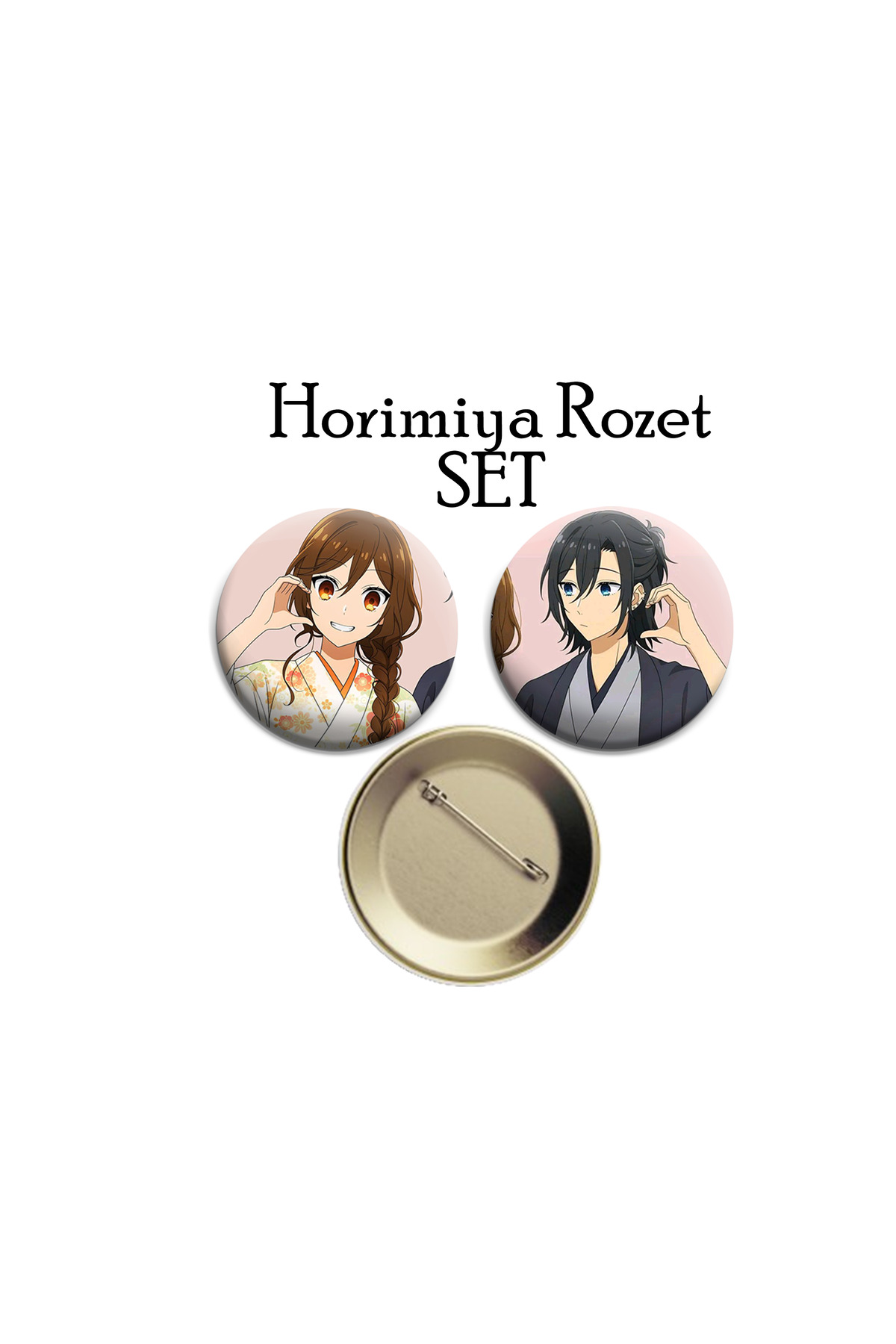 Horimiya Miyamura ve Hori 2 adet Rozet Seti 44MM - İğneli Buton Rozet