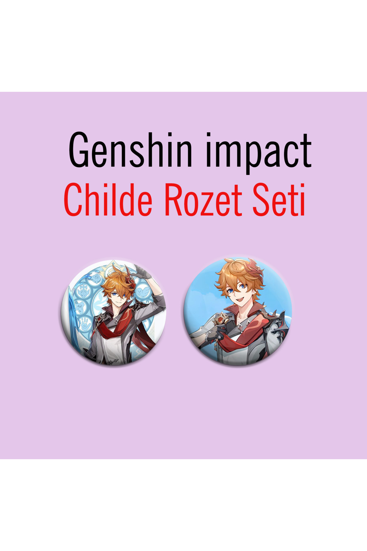 Genshin impact Childe 2li Çanta Süsü Rozet-İğneli Buton Rozet Seti