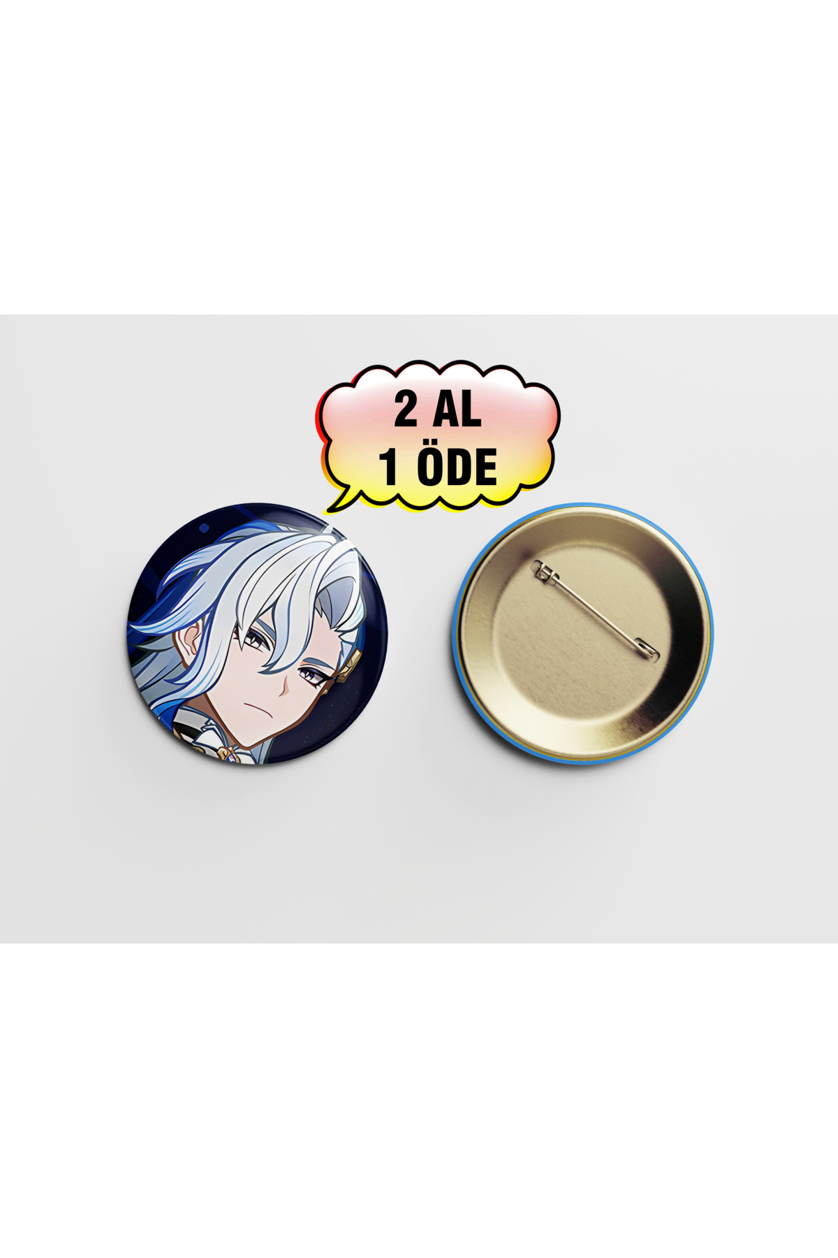Genshin Neuvilette 1 adet 44mm Arkası İğneli Buton Rozet - Anime