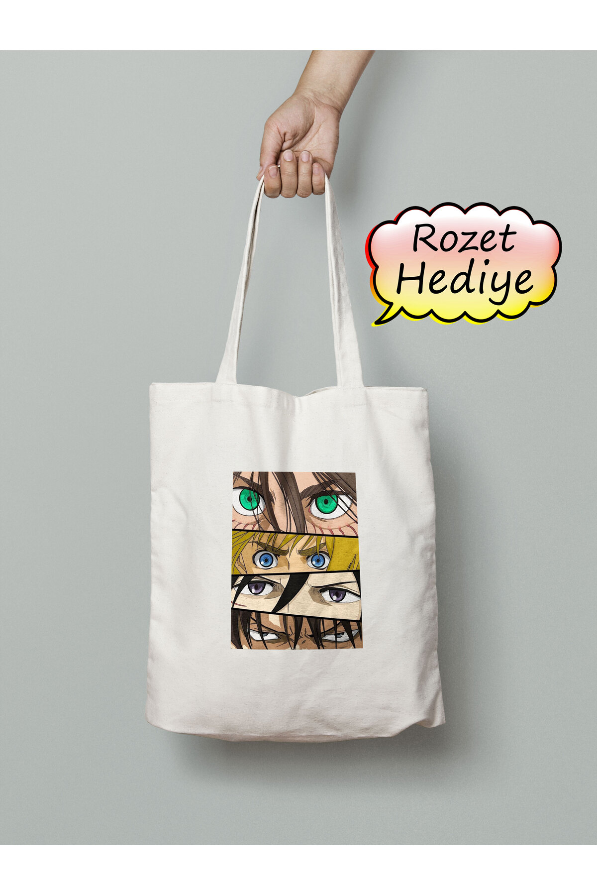 Attack On Titan Eren Mikasa Armin Bez Çanta 35x40cm - Anime Çanta - Tote Bag