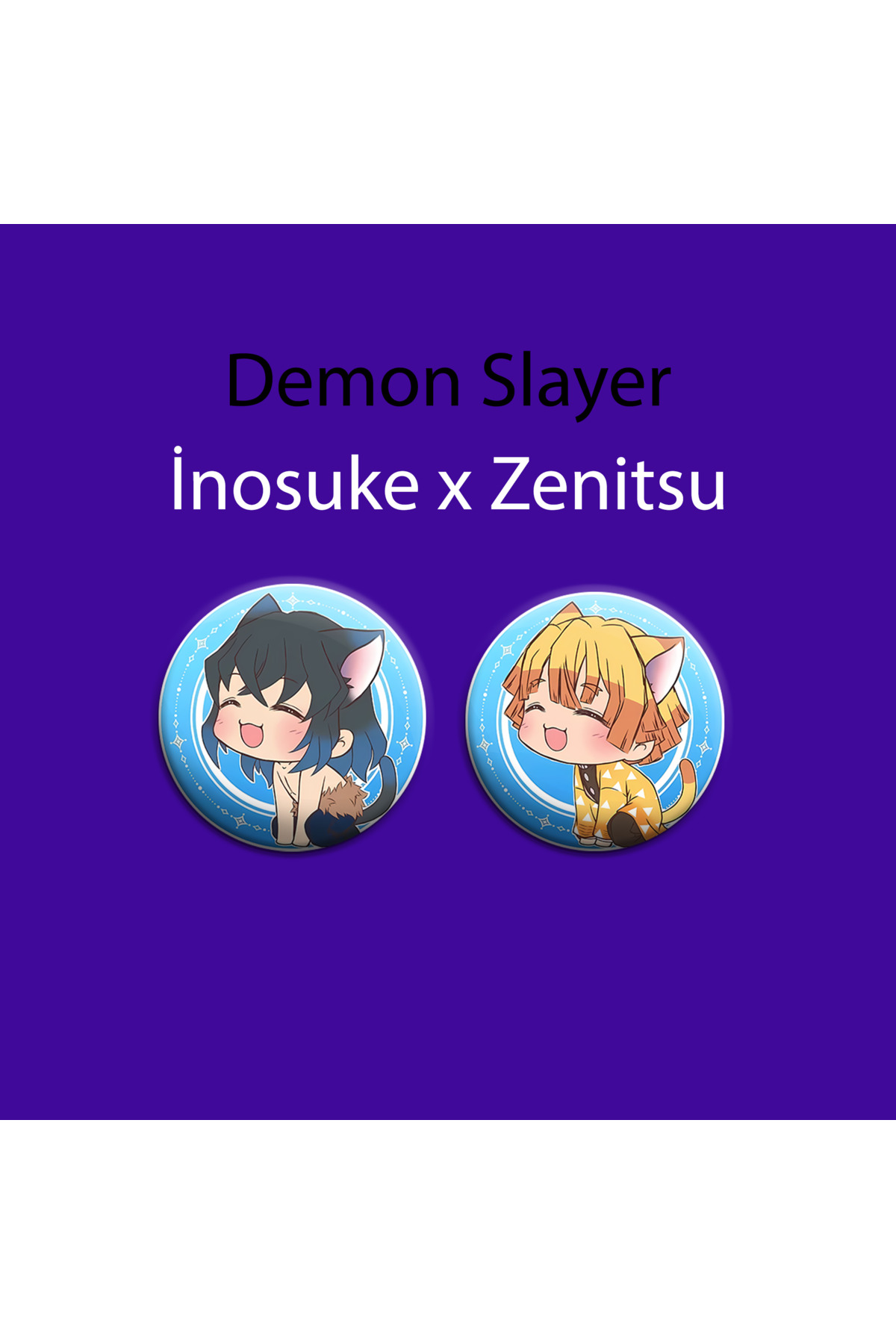 Demon Slayer İnosuke x Zenitsu 2 adet rozet set -İğneli Buton Rozet Seti