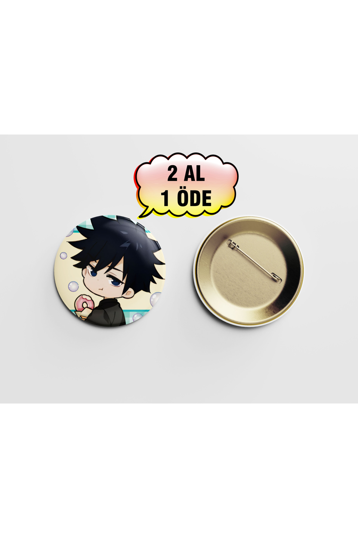 Jujutsu Kaisen Megumi Fushiguro Sevimli 1 Adet 44mm Arkası Iğneli Buton Rozet - Anime