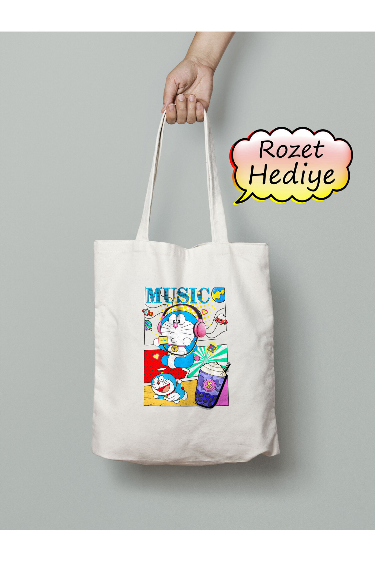 Doraemon Bez Çanta 35x40cm - Anime Çanta - Tote Bag - Sevimli Çanta