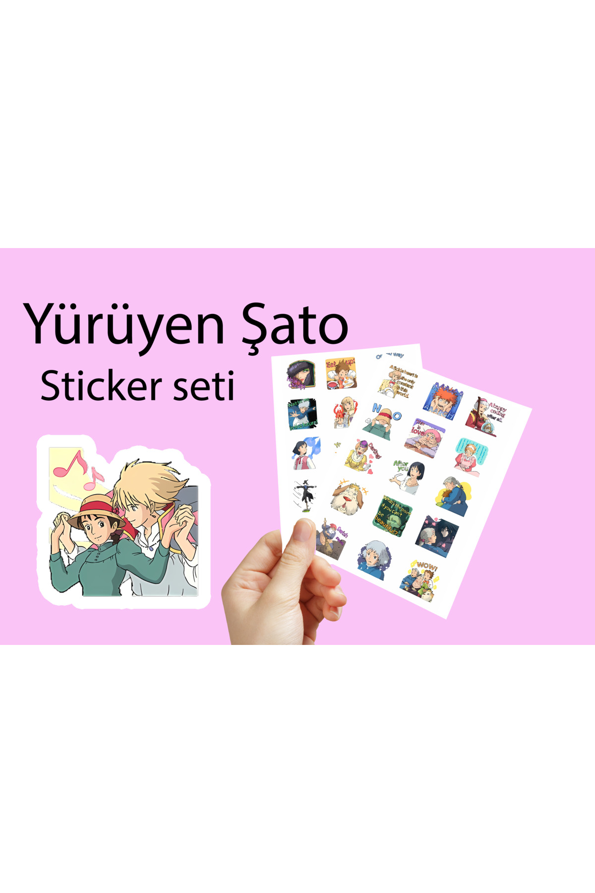 Yürüyen Şato Sticker Seti adet sticker 3 cm - Studio Ghibli Sticker seti