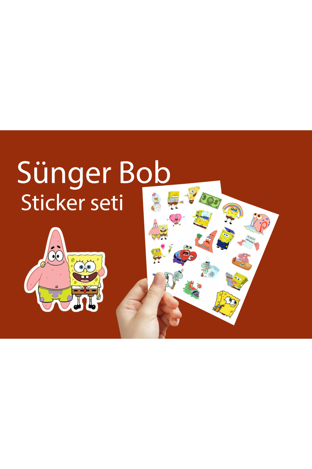 Sünger Bob - Sponge Bob Sticker Seti adet sticker 3,5 cm - Çizgifilm Sticker seti