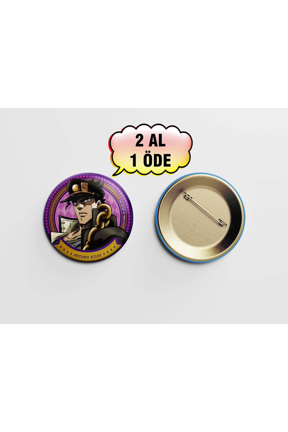 JoJo's Bizarre Adventure Jotaro Kujo 1 adet 44mm Arkası İğneli Buton Rozet - Anime çanta