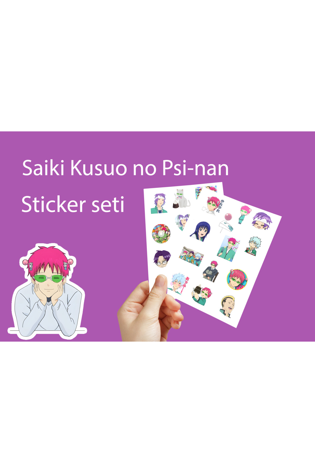 Saiki Kusuo no Psi-nan 26 adet 3,5cm sticker - Anime Sticker