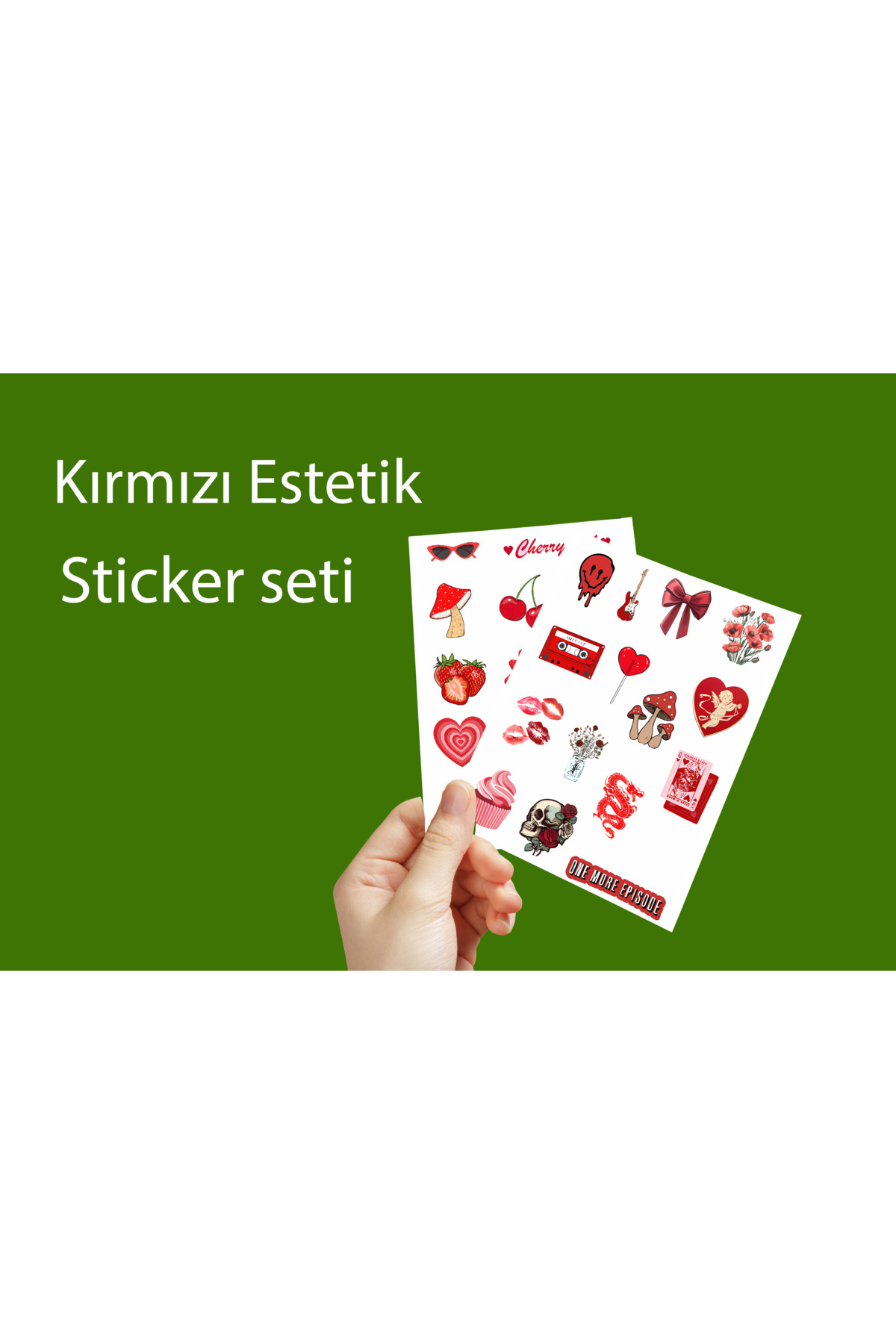 Vsco Kırmızı - Red Aesthetic Planner Bullet Journal Laptop Sticker Set 3,5cm - 30 adet