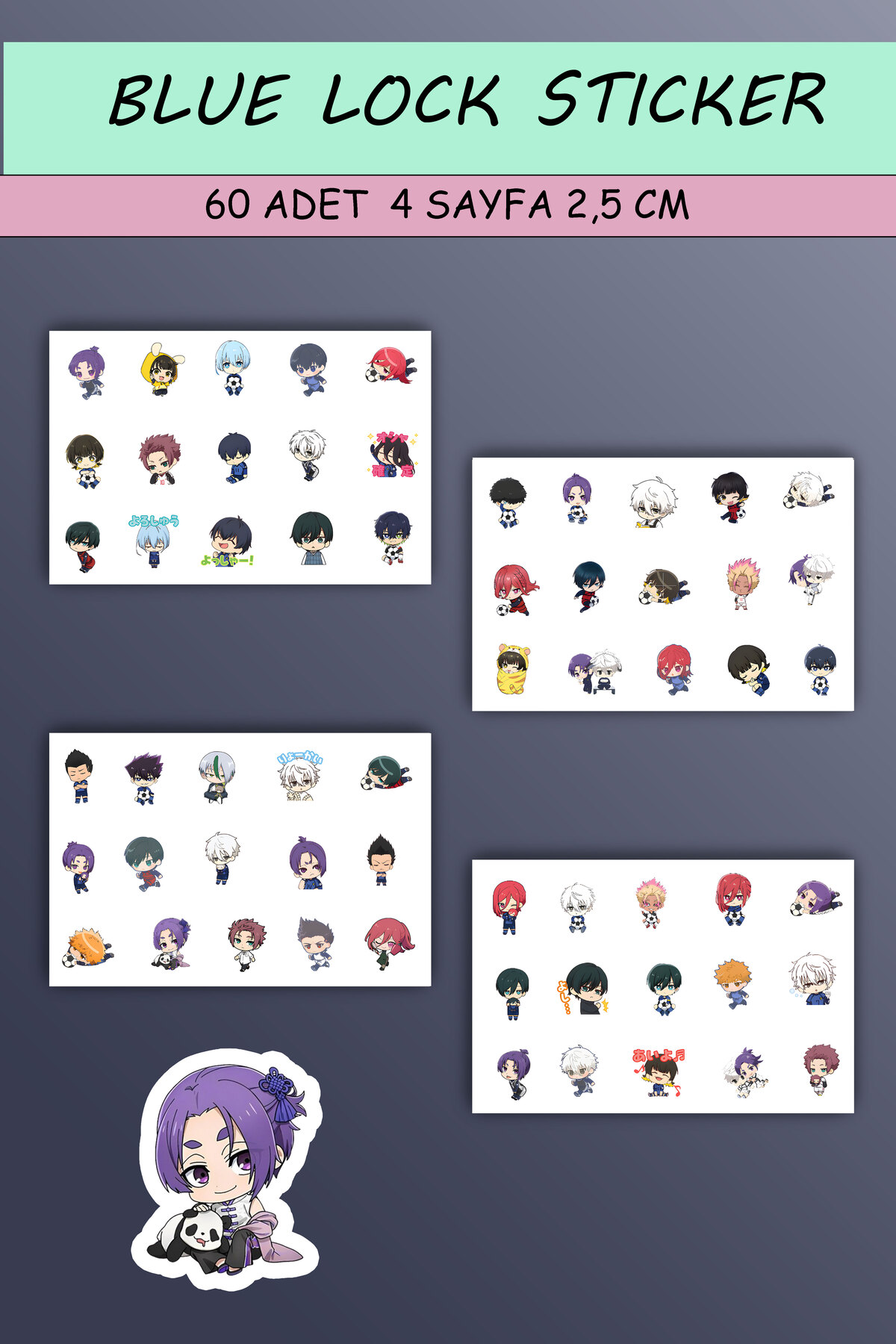 Blue Lock 60 adet sticker seti -2cm - Anime sticker
