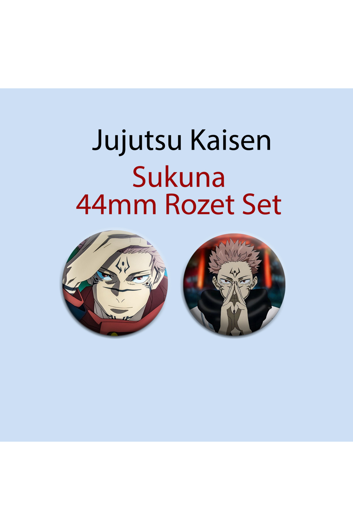 Jujutsu Kaisen Ryomen Sukuna 2 adet 44mm Buton Rozet - 44mm Buton Rozet