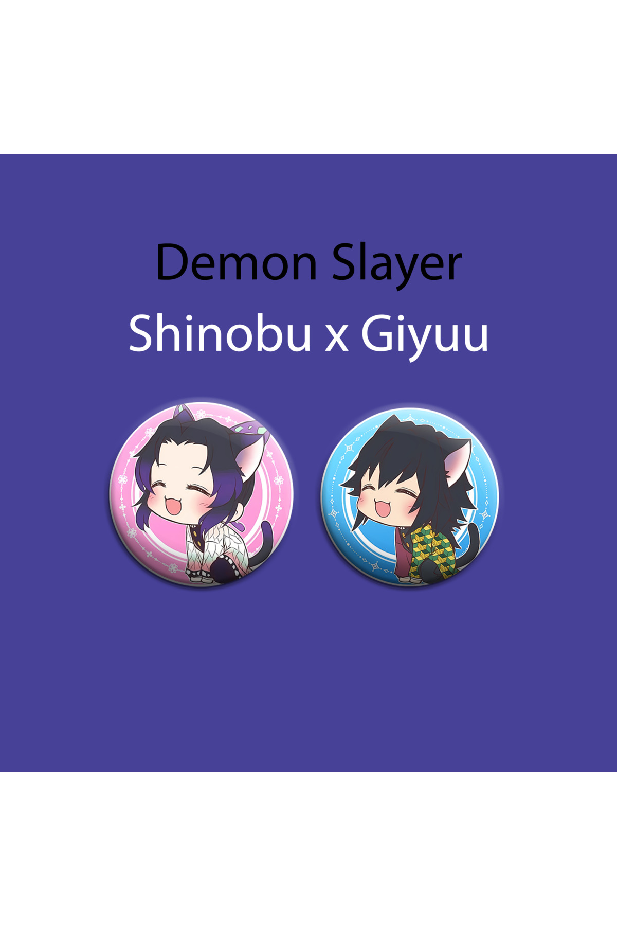 Demon Slayer Shinobu x Giyu 2 adet rozet set -İğneli Buton Rozet Seti