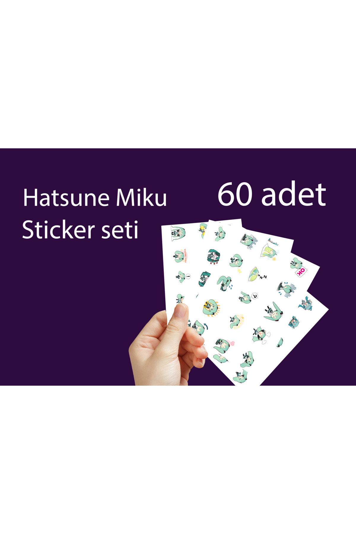 Project Sekai Hatsune Miku 60 adet sticker seti -2cm - Anime sticker