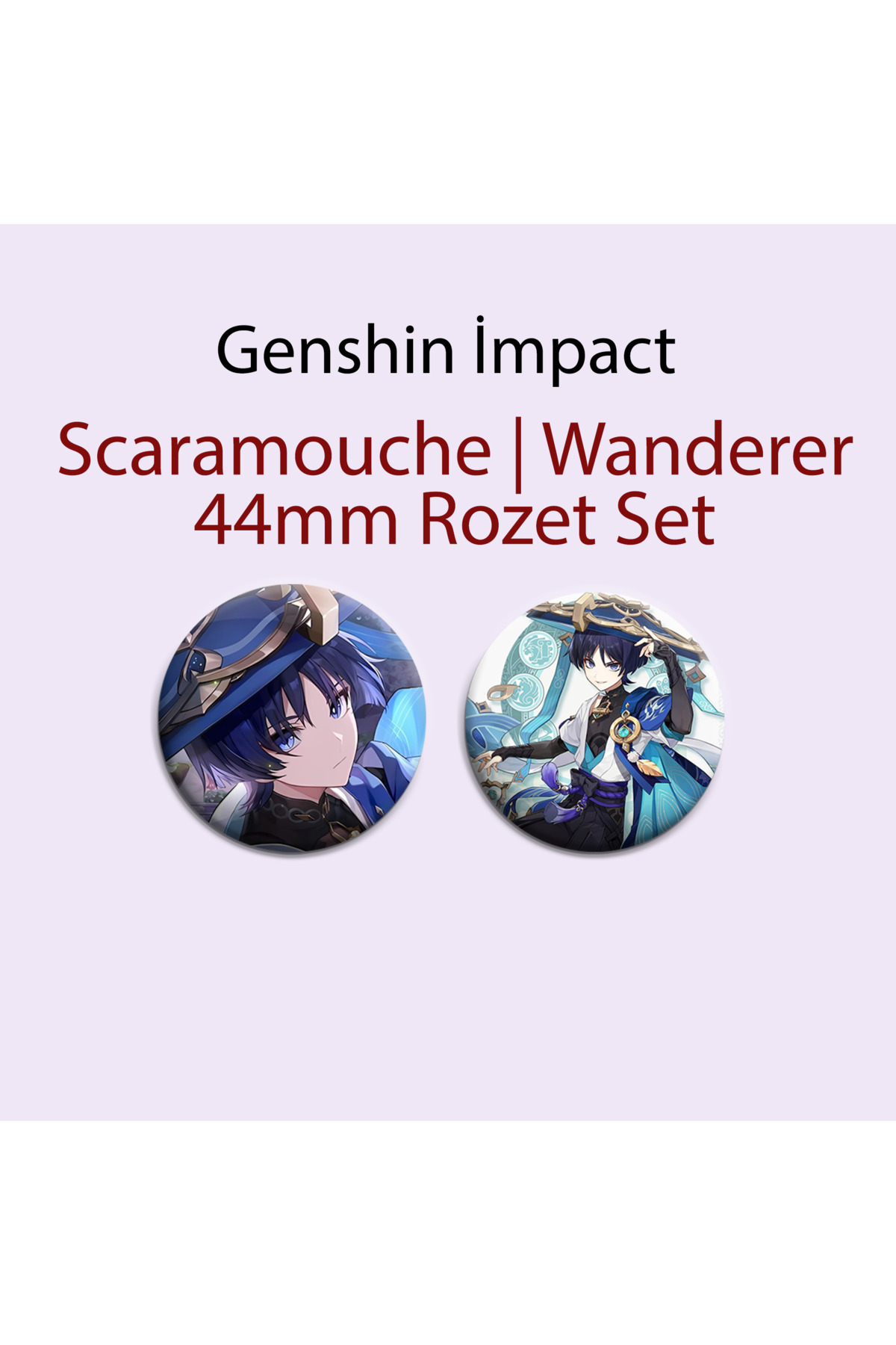 Genshin Scaramouche Wanderer 2 Adet 44mm Buton Rozet - Anime Rozet