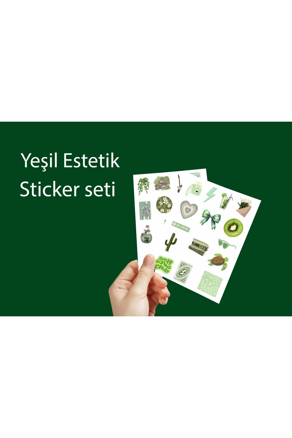 Vsco Yeşil Green Aesthetic Planner Bullet Journal Laptop Notebook Sticker Set 3,5cm - 30 adet