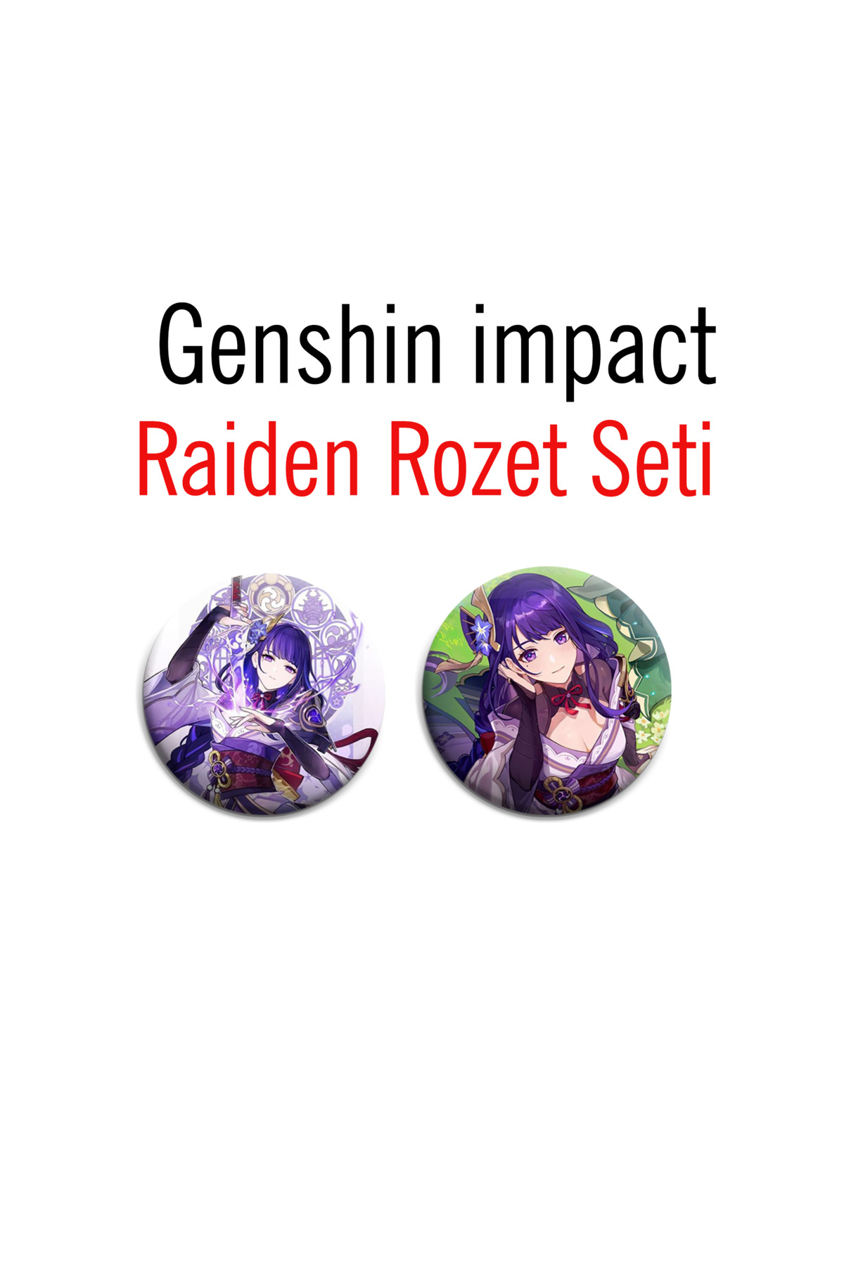 Genshin impact Raiden Shogun 2li Çanta Süsü Rozet-İğneli Buton Rozet Seti