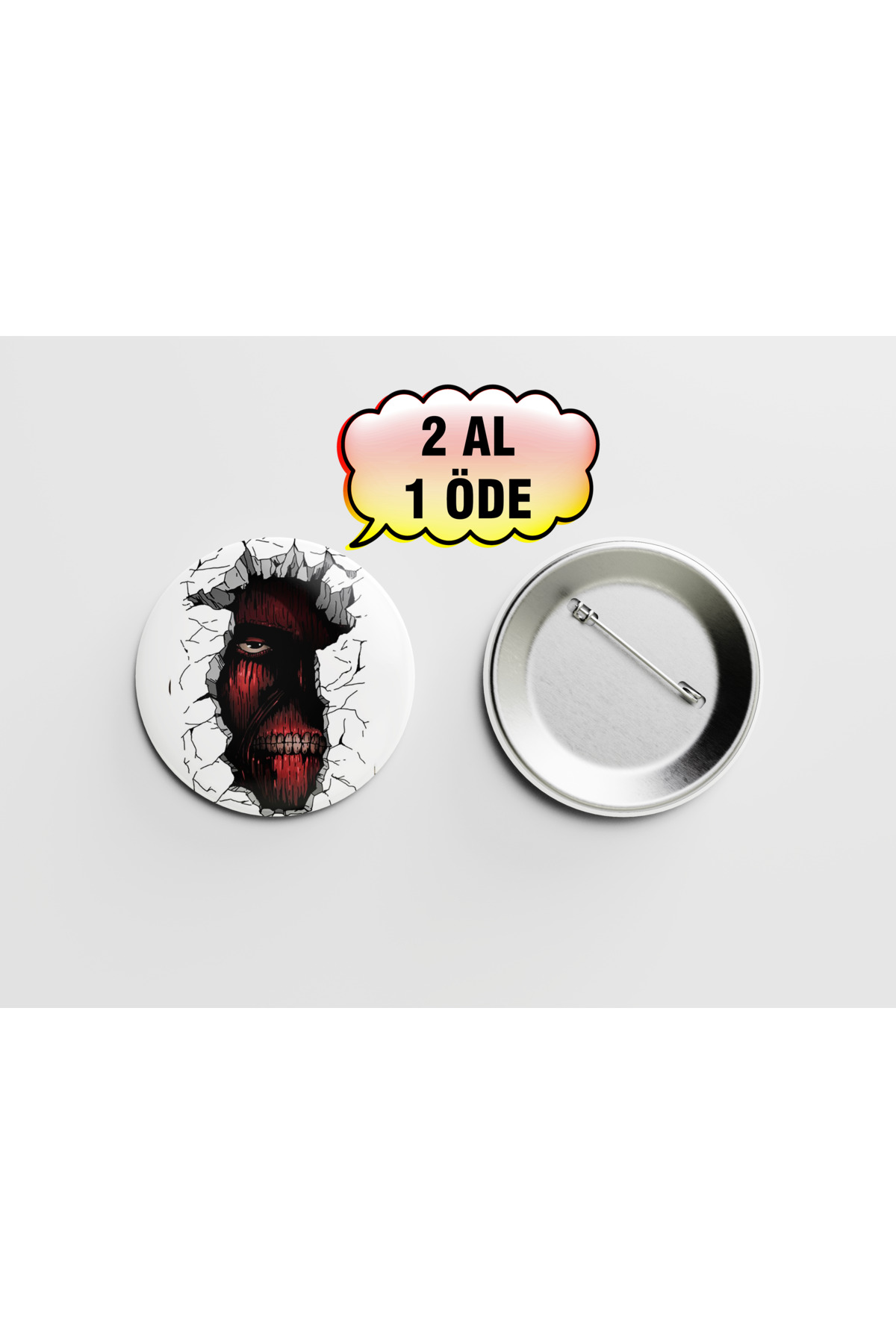 Attack On Titan Duvar Titanı 44mm İğneli buton Rozet- Anime Çanta Süsü