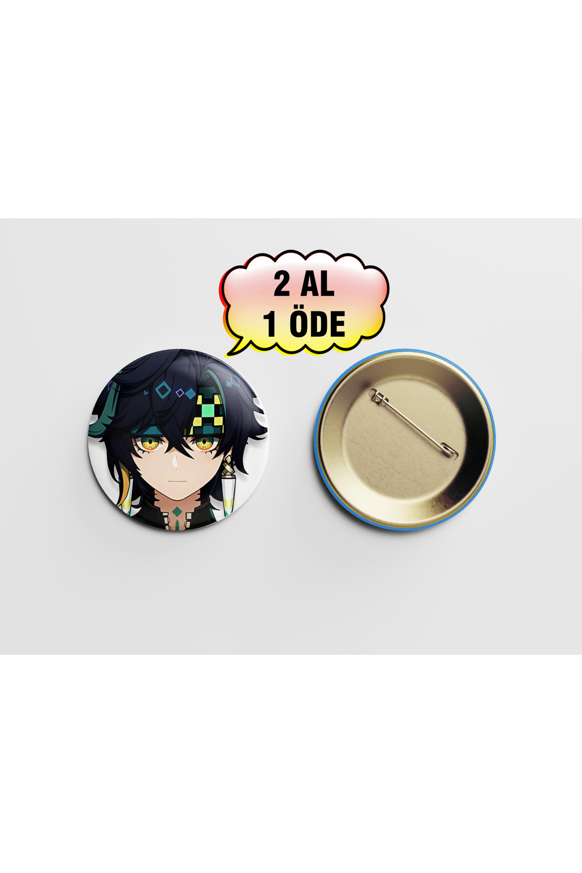Genshin Kinich 1 adet 44mm Arkası İğneli Buton Rozet - Anime
