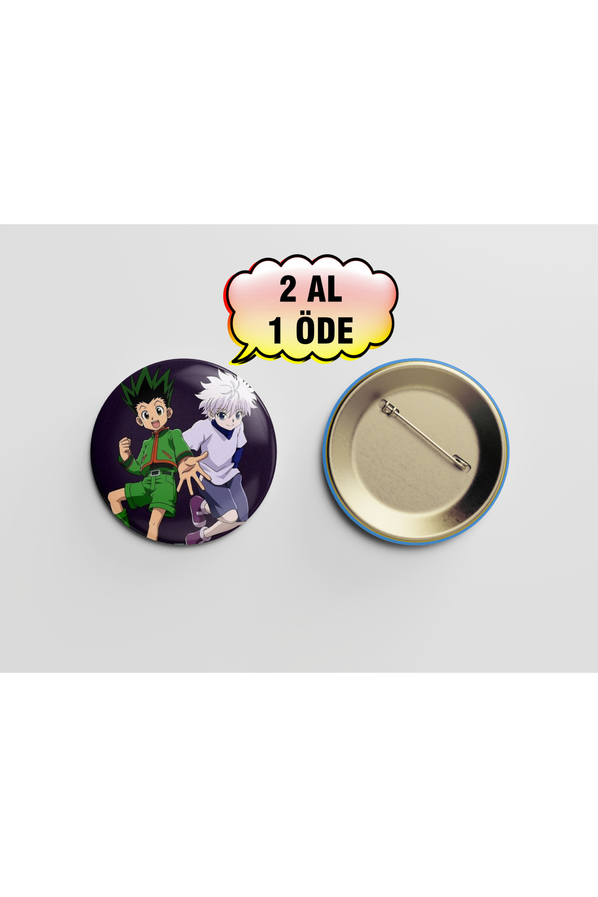 Hunter x Hunter Gon ve Killua hxh 44m İğneli Buton Rozet - Anime