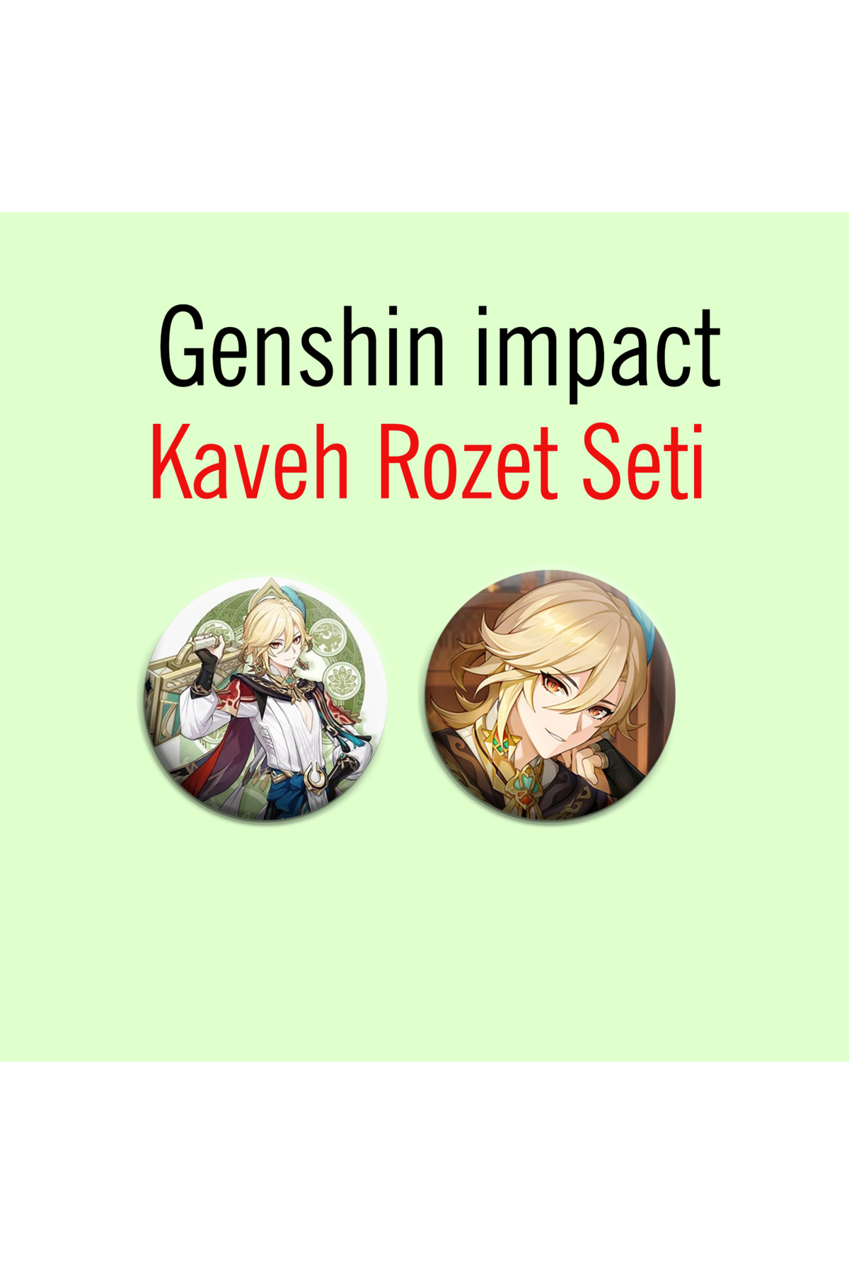 Genshin impact Kaveh 2li Çanta Süsü Rozet-İğneli Buton Rozet Seti