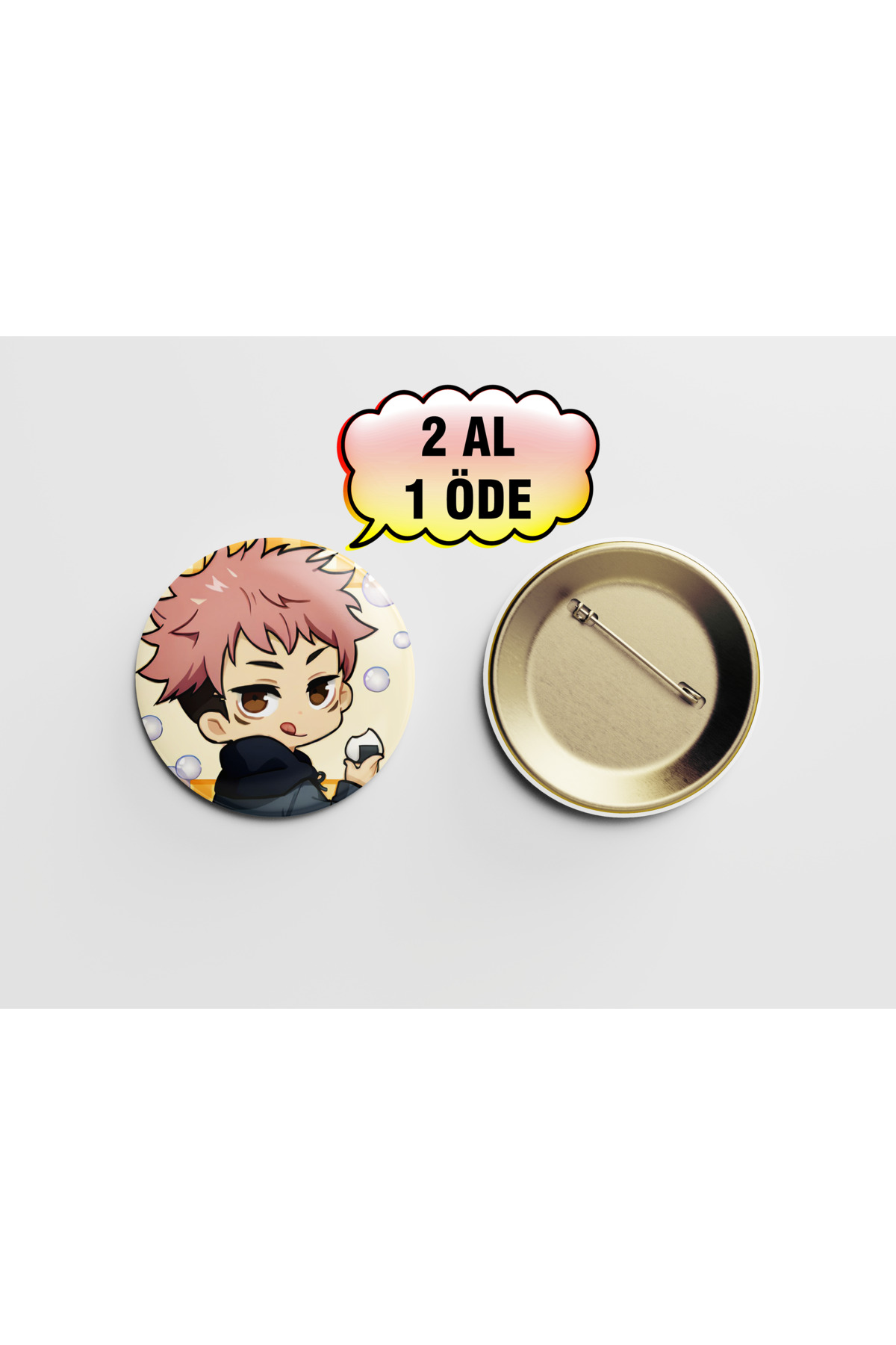Jujutsu Kaisen Itadori Yuji Sevimli 1 adet 44mm Arkası İğneli Buton Rozet