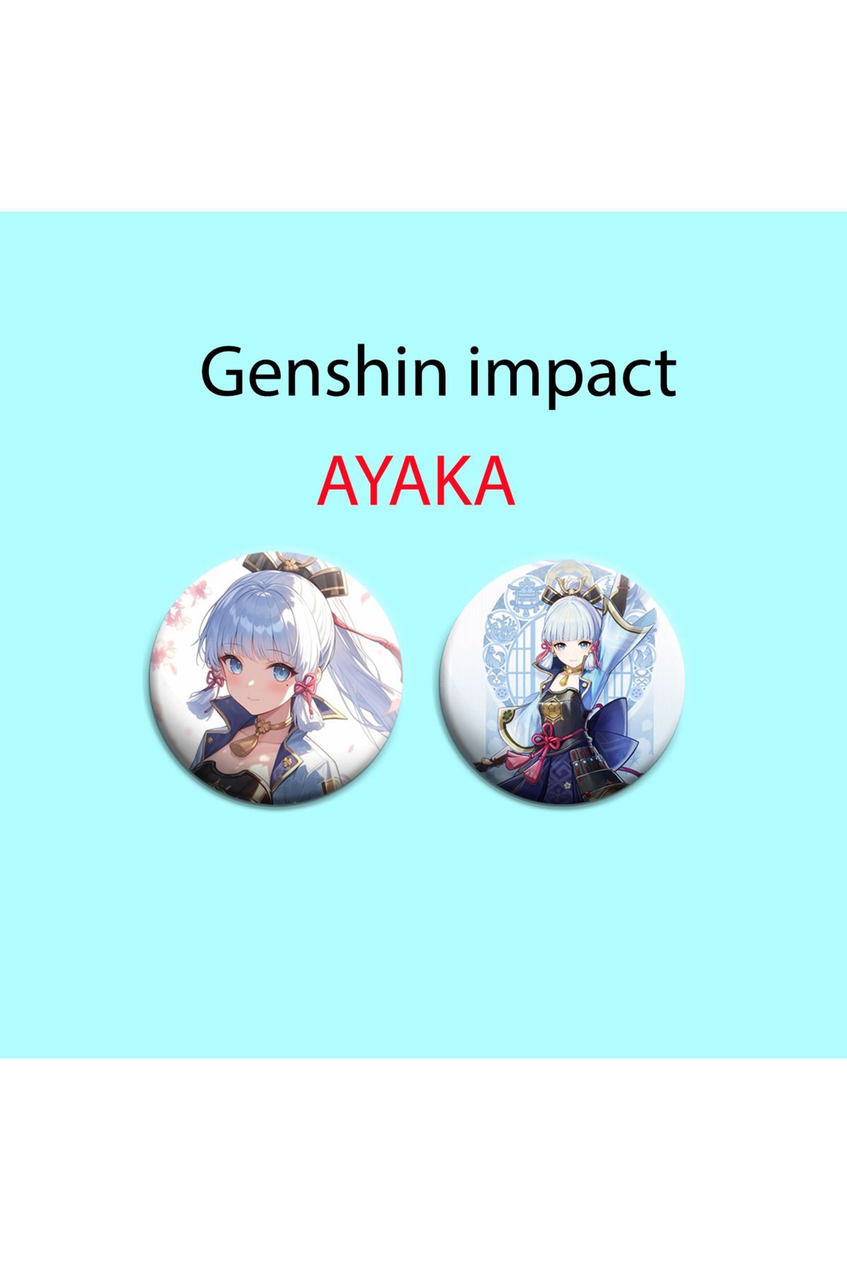 Genshin impact Ayaka 2li Çanta Süsü Rozet-İğneli Buton Rozet Seti