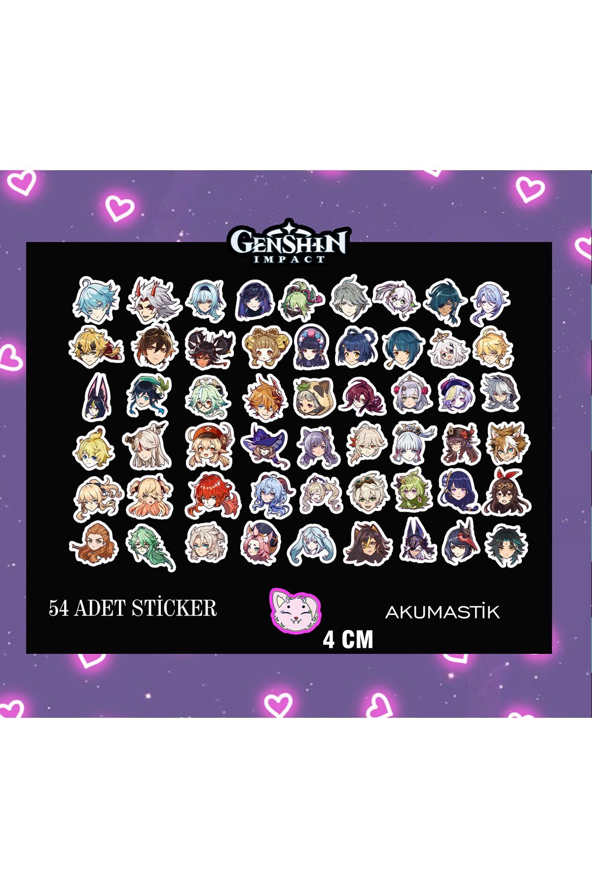 Genshin impact Sticker seti 54 adet - Anime sticker - Parlak sticker