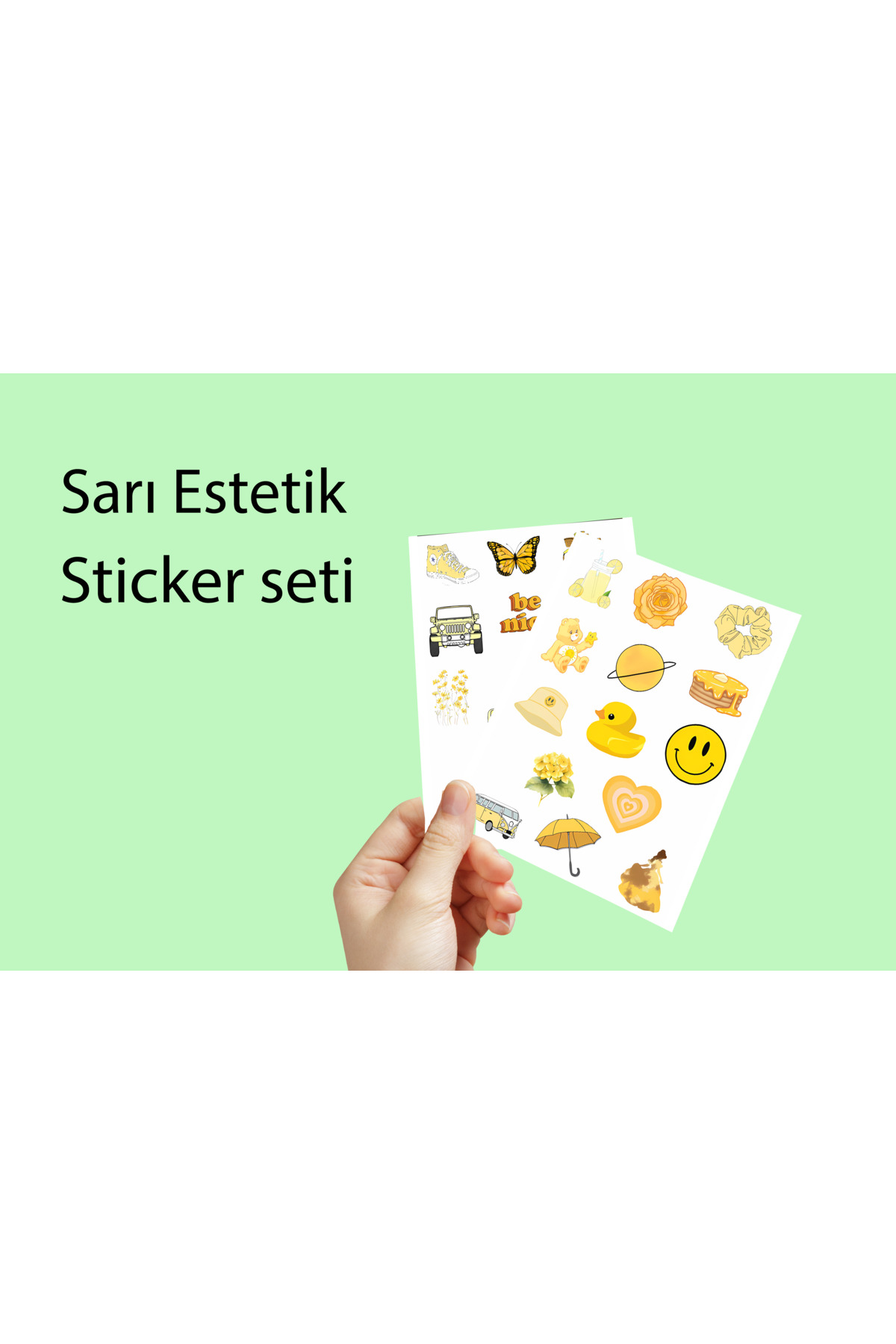 Vsco Sarı Yellow Aesthetic Planner Bullet Journal Laptop Sticker Set 3,5cm - 30 adet